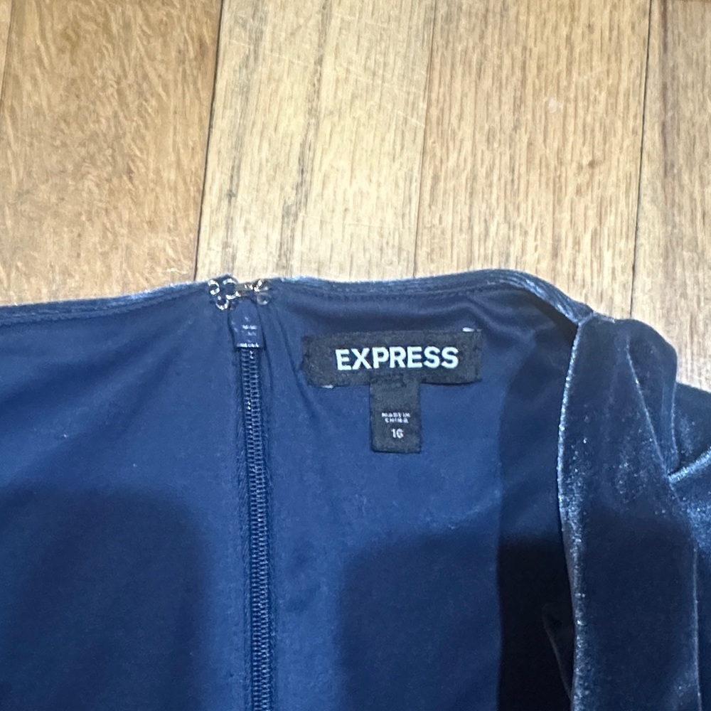 Express Navy Velvet Dress - Picture 2 of 3